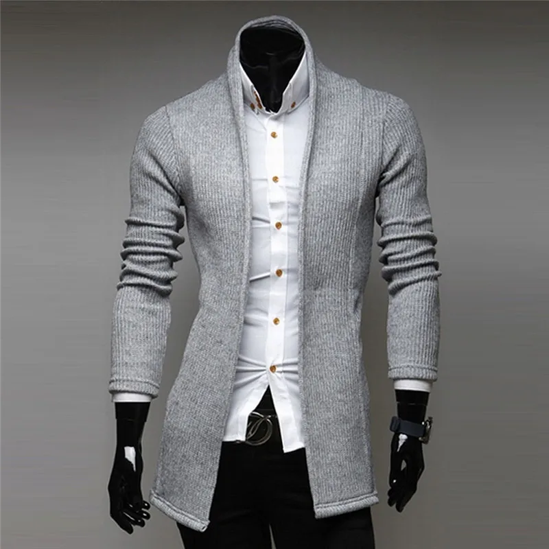 Fashion Mens Open Shawl Sweater Turtleneck Slim Fit Knit Cardigan ...