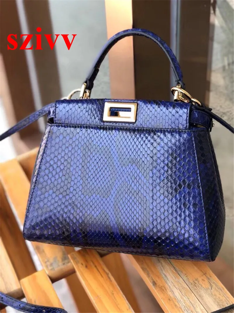 

100% Genuine snakeskin Leather Luxury Handbags Bags Designer Crossbody Bags For Women Famous Brand Runway full handmade 091714