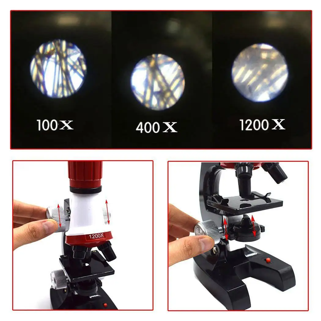 Набор микроскопов Lab LED 100X 400X 1200X домашняя школа наука обучающая игрушка подарок