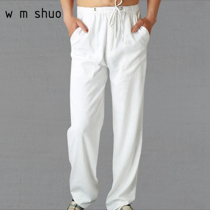 

2017 Fashion Men Cotton linen Pants Comfortable Male Trousers Jogger Pants Casual Straight Pants Plus Size M-3XL Free Shipp Y027
