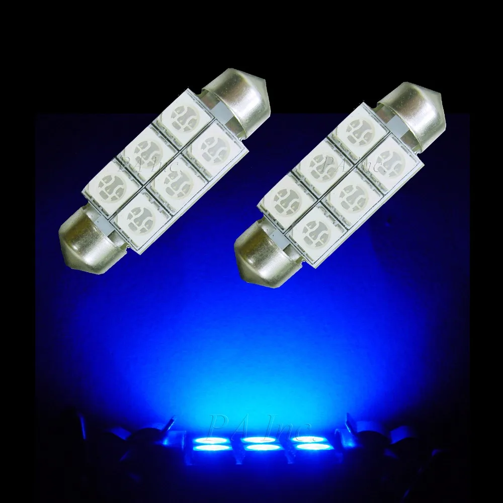 PA LED 4pcs x Blue License Plate Light 6SMD 5050 SMD LED Bulbs 6418