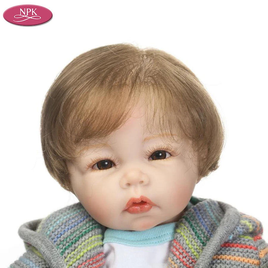 NPK 50CM Silicone Reborn Baby Doll Lifelike Newborn Boy + Soft Toys Bear Boneca Reborn Bebe Menino Brinquedos Magnetic Pacifiers (1)