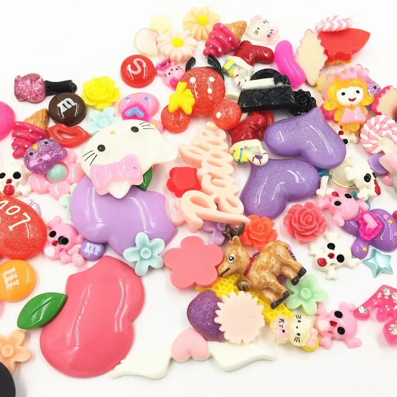 

20Pcs Cameo Cabochon Decoration Heart Cake Candy Resin Flat Back Mixed Fashion Jewelry DIY Findings 5-30mm