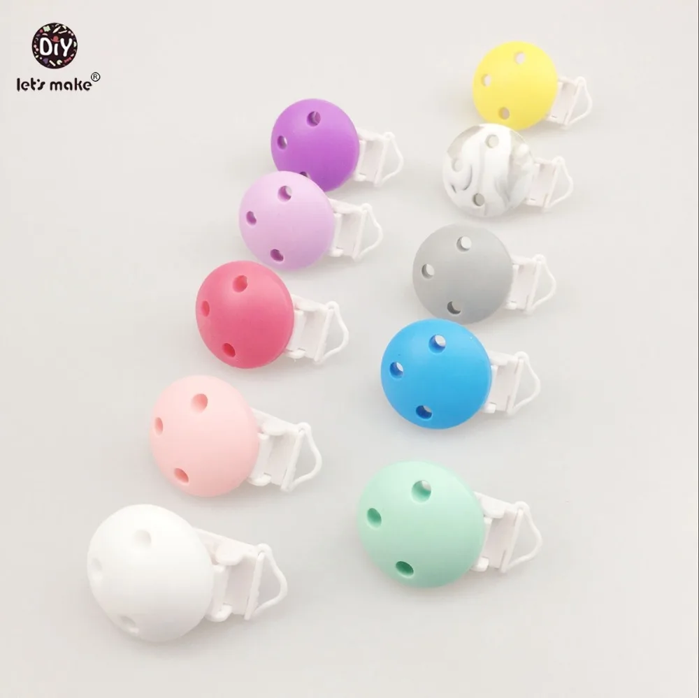 

Let's Make 5pc Round Shape Pacifier chain clip, pacifier clip, silicone clip selectable Teething Bead Suspender Clip Round Beads