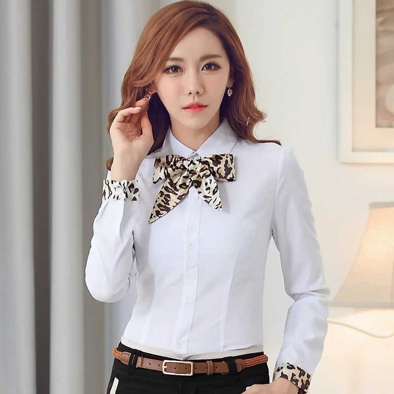 Korean Slim New Leopard Stitching Bow Tie OL Career Long
