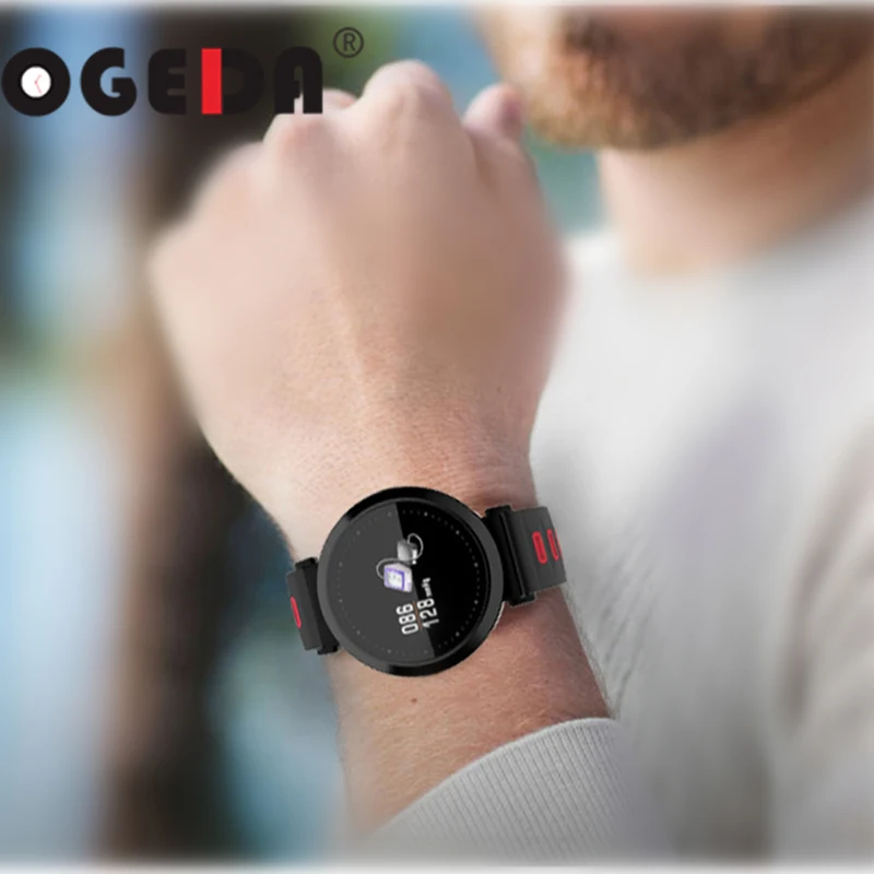 

OGEDA men's smart watch fitness exercise wrist strap pedometer heart rate fitness tracker IP68 waterproof system Ladies Watch