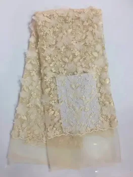 

White Color 3D Lace Fabric High Quality African Net Lace Fabric 2019 Hot Selling French Style 3D Mesh Fabric For Party YF005