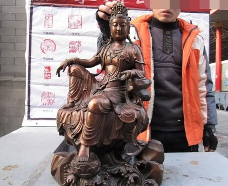 

bi002725 25 INCH China 100% Pure Red Bronze Freedom Bodhisattva Kwan-Yin Buddha Statue