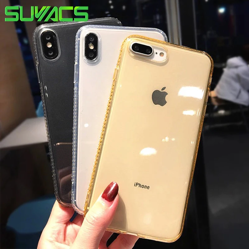 

SUYACS Shockproof Phone Case For iPhone XR XS Max 6 6S 7 8 Plus X Edge With Drill Ultra-thin Transparent Soft TPU Phone Cases