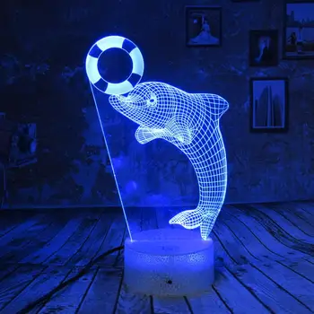 

Night Light for Kids Ocean Dolphin 3D Night Light Porpoise Bedside Lamp 7 Color Changing Xmas Halloween Birthday Gift for Child