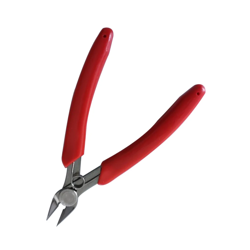 Stainless Steel 20 Degrees Metal Models Building Hand Tool Electrical Wire Cable Cutter Side Cutter Plier  DIY Tool Red 