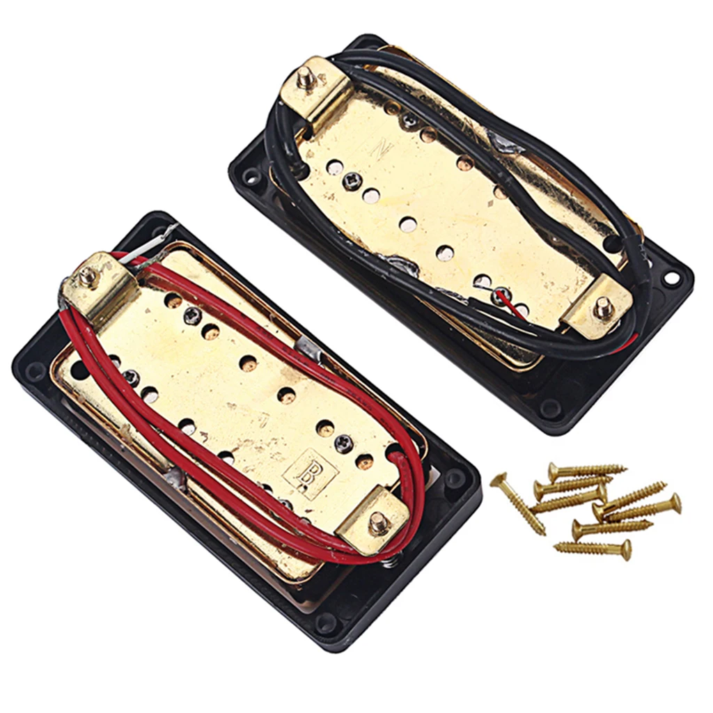 2 Pieces Double Coil Neck Bridge Pickup for LP Electric Guitar 50/52mm