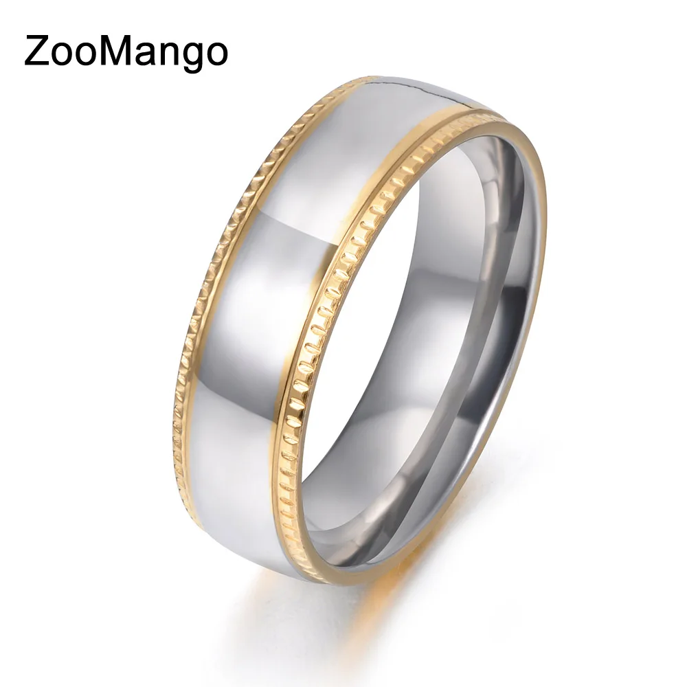 ZooMango новый стиль серебряного цвета 316L Нержавеющая Сталь Обручальное кольцо