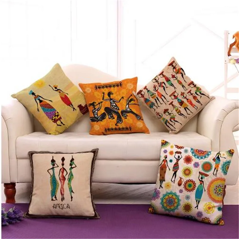 

African Women Style Printed Cushion Cover Home Sofa Decorative Throw Pillowcase Bedroom Car Waist Back Pillow Cover