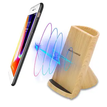 

Universal Wooden Texture Pencil Vase Pen Holder + Fast Charging Wireless Qi Charger Stand Dock For iPhone Mobile Phone Chargers