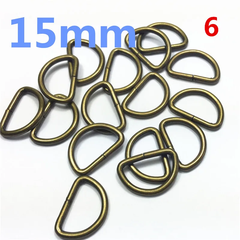 6  15mm anqitue bronze Dee Rings for NonWelded D ring Non-Welded Nickel Plated D-Rings Webbing Strapping Bags Garment Accessories Buckle