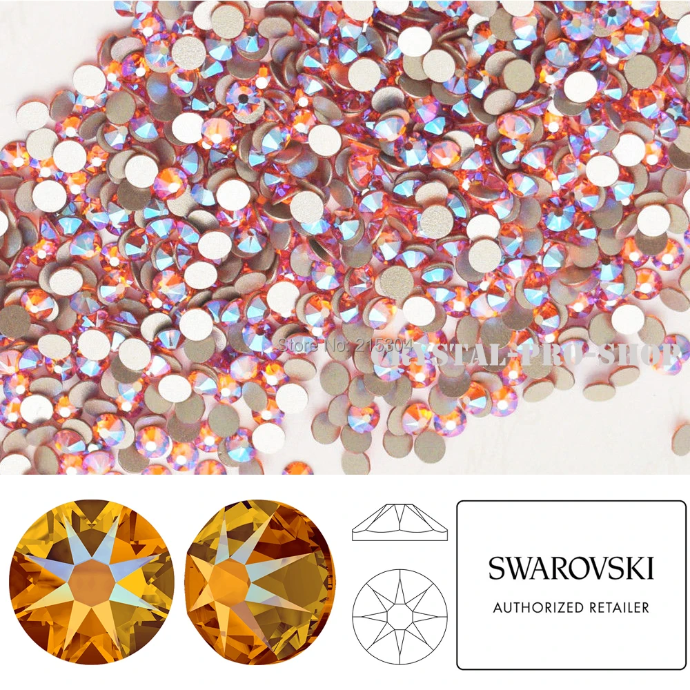 

NEW Effect Swarovski Elements Tangerine Shimmer ( 259 SHIM ) ( ss5 - ss30 ) ( No Hotfix ) Flat Back Crystal Loose Rhinestone DIY
