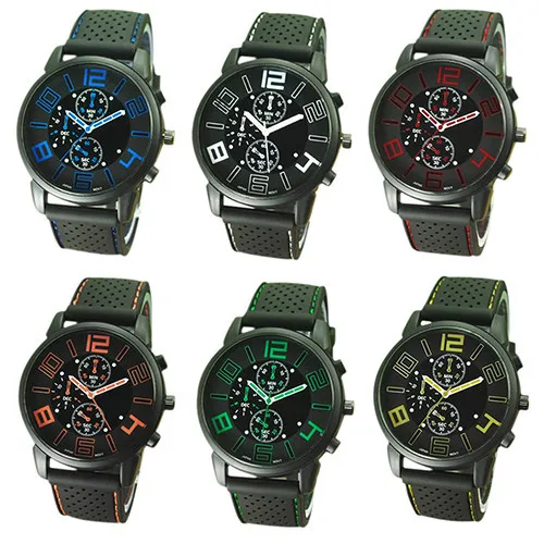 Мужские модные повседневные спортивные кварцевые часы из нержавеющей стали с силиконовым ремешком, Кварцевые аналоговые наручные часы 5ZF6