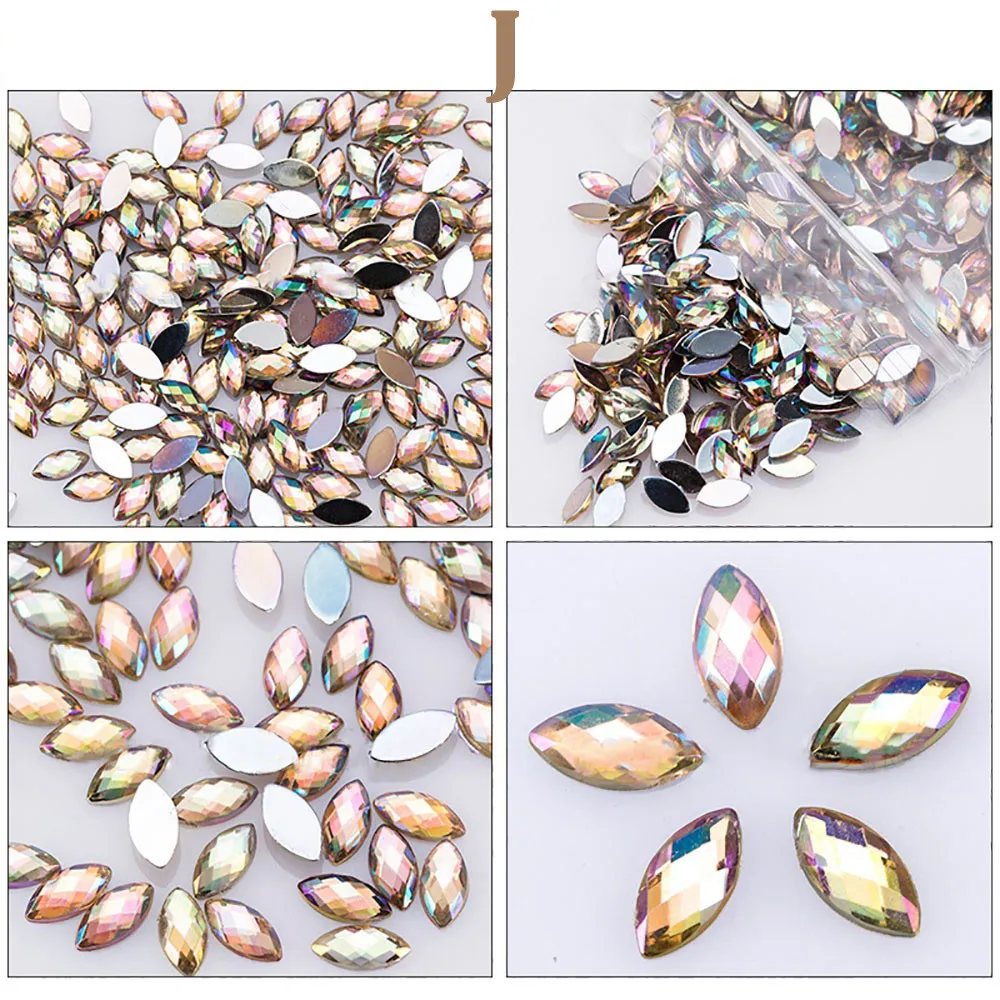 Nail Art Decoration 500Pcs Glitter Horse Eye Rhinestones 3D Nail Art Decorative Glue Acrylic Nail Decoration Manicure#p063