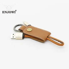 ENJOWI Leather Lanyard Keychain USB cable 2.4A fast Charger cable for samsung Android phones Huawei Xiaomi IOS Universal Charger