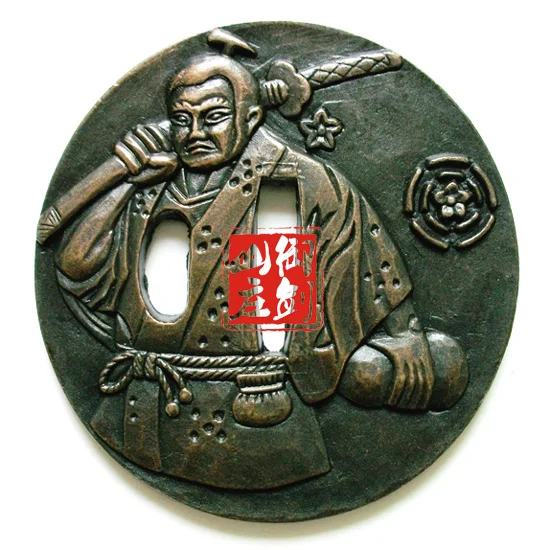 Чудесный сплав резной Tsuba Guard для японского вакидзаси Самурай меч катана хороший - Цвет: Темно-синий