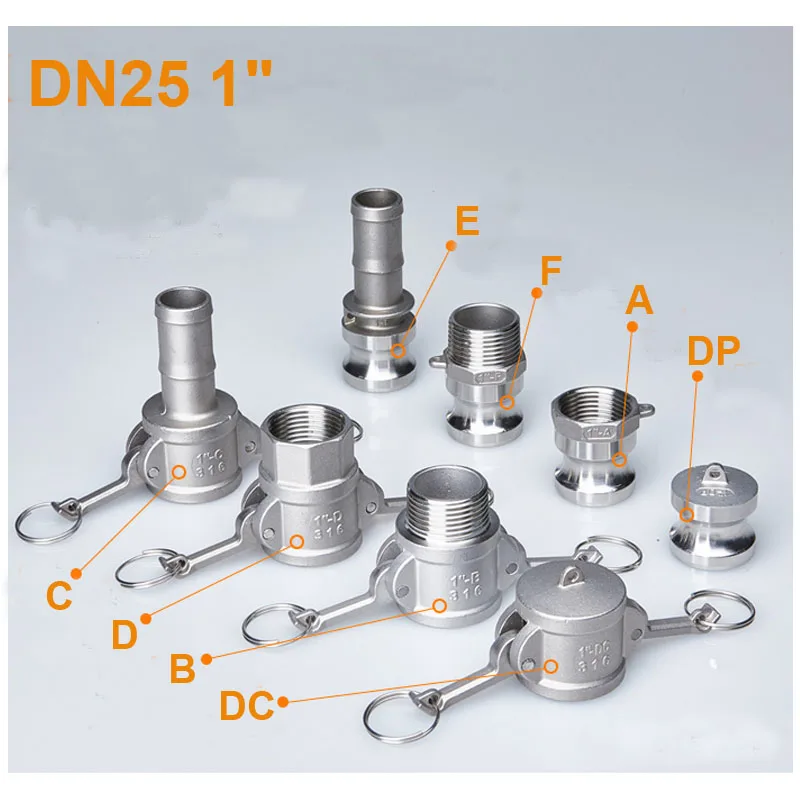 

1PC DN25 1" 304 Stainless Steel Homebrew Camlock Fitting Adapter MPT FPT Barb Camlock Quick Disconnect For Hose Pumps Fittings