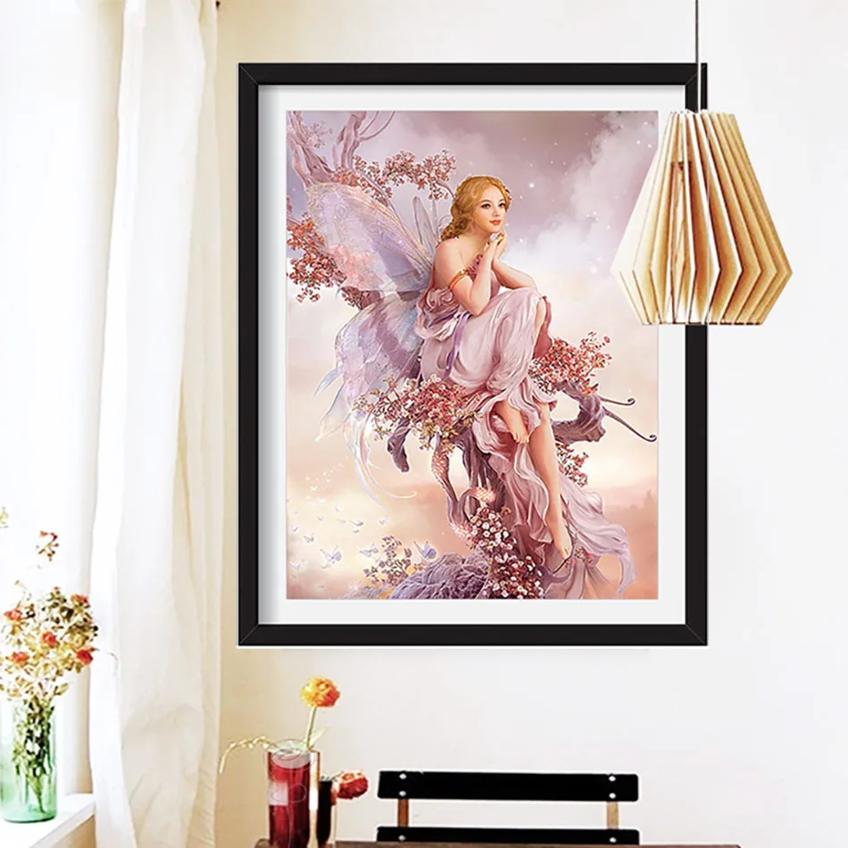 Бабочка девочка принцесса Фэнтези фея DIY Кристалл полная дрель квадратная 5D алмазная живопись Набор для вышивки крестом мозаика круглые стразы