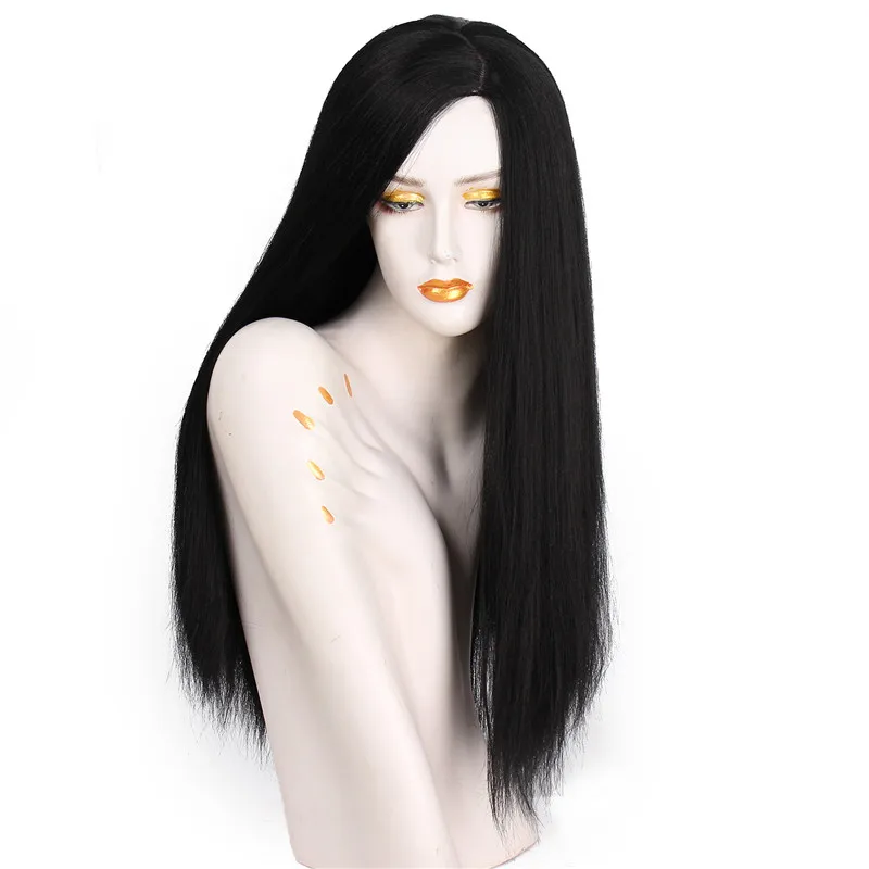 Новый Синтетические волосы на кружеве человеческих волос парики для Для женщин Remy черные длинные прямые волосы парик для Для женщин
