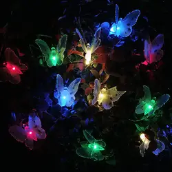 Бабочка солнечные гирлянды волоконно-оптический 12 Светодиодный многоцветный свет для сада газон декор для дворика Даг-корабль