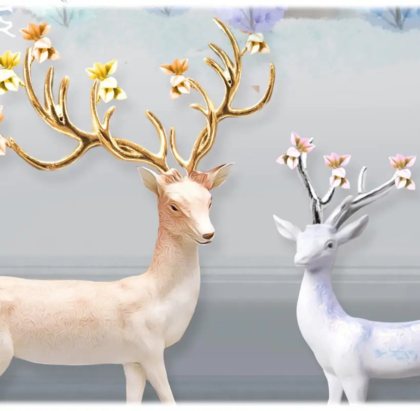 3pcs/set New Style Cross Stitch Painting Line Embroidery Great Wealth Elk European Style Embroidery Deer