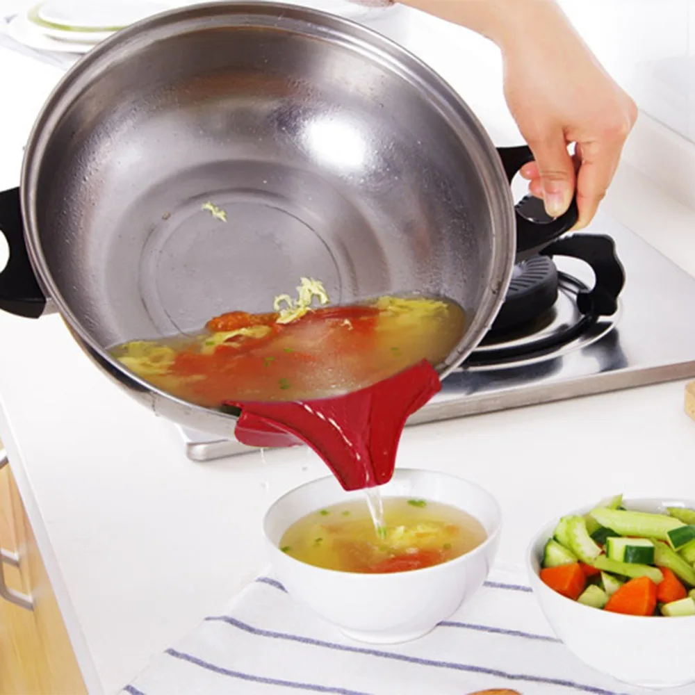 Анти-разлив силиконовый скольжения на Pour суп носик Воронка для кастрюль кастрюли миски баночки кухонный гаджет инструменты для приготовления пищи зеленый/красный синий
