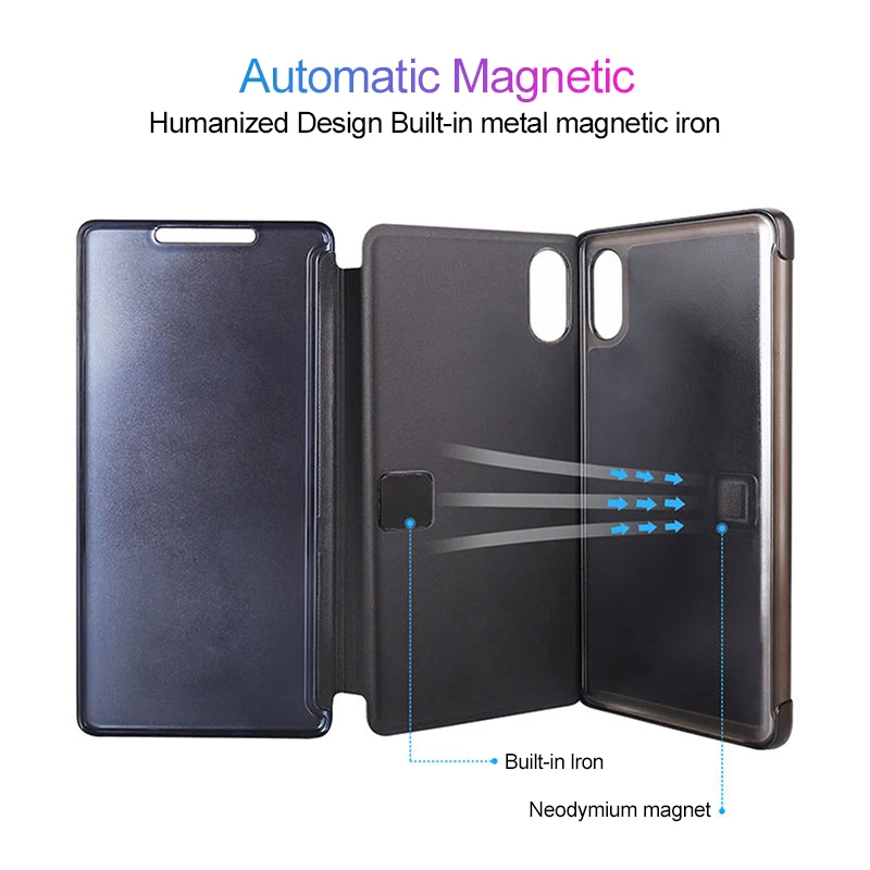 Mirror Flip Case For xiaomi redmi note 7 leather stand cover redmi note 8 pro case on xiomi xaomi redmi 7a smart view book coque xiaomi leather case case