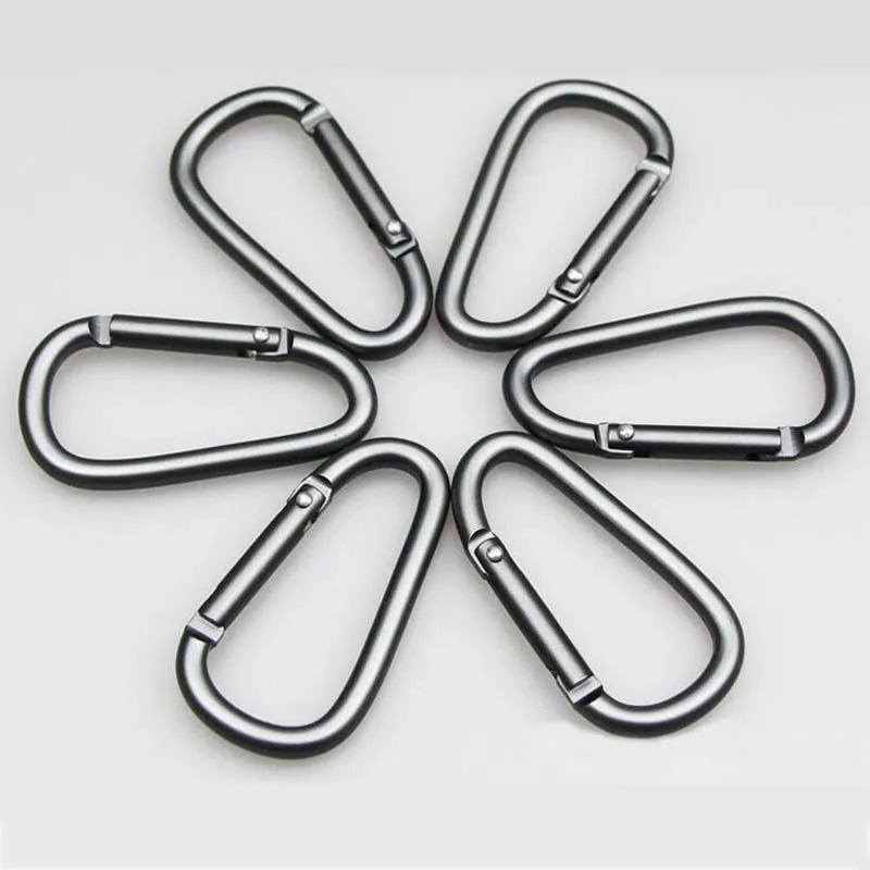 D-Type Aluminum Alloy Carabiner Buckle 5Pcs/Lot Camping Equipment Backpack Buckle Water Bottle Hanging Snap Hook Keychain climbing carabiner climbing buckle