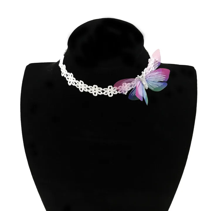 11 10pcs Colorful Butterfly For Wedding Gifts For Guests Lace Choker Necklace Double-Layer Tulle Butterfly Wedding Bridesmaid Decor