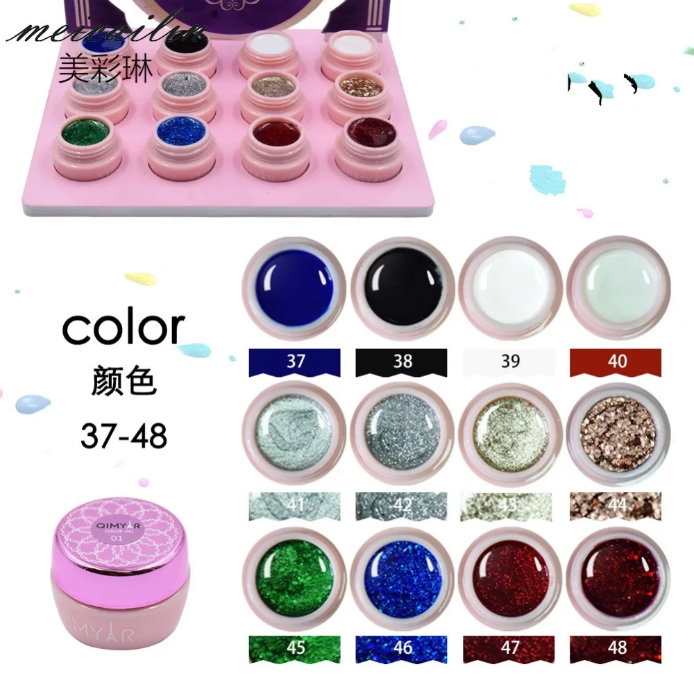 2018 1 pcs 5g UV led Painting Gel Varnish Professional Nail Paint Design DIY Oil Gel polish Lacquer Gellak 48 Pure Color Gel Lak