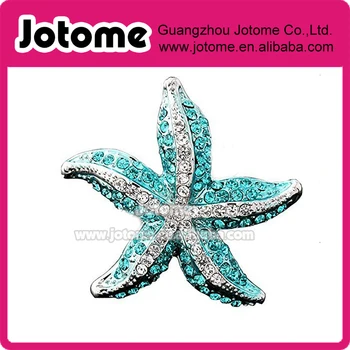 

30*30mm Starfish Full Delicate Fashion Women Party Fashion Jewelry rhinestone brooch