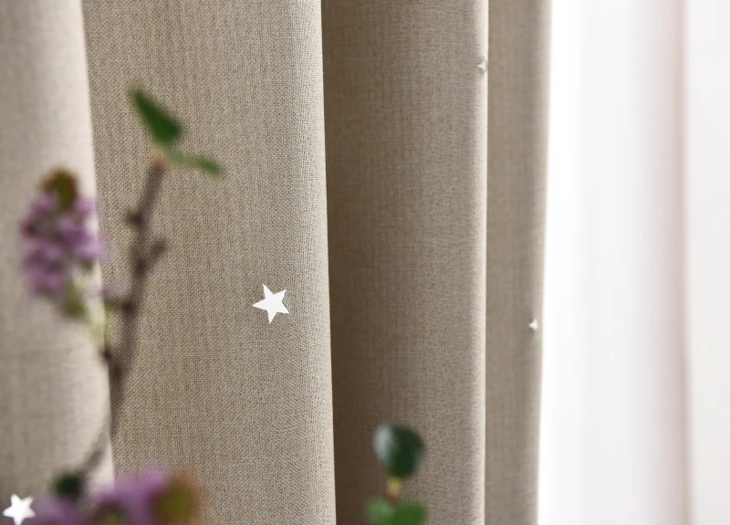 Серые занавески со звездами для детской комнаты, тюлевые занавески на окна, спальни, фиолетовые прозрачные ткани, занавески X414#30