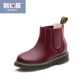 

British Kids Boys Martin Boots Winter Warm Casual Girls Shoes Fashion Brand Genuine Leather Children Snow Boots TX104