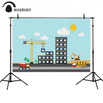 

Allenjoy background photocall architecture blue sky clouds outdoor construction building crane children cartoon photo backdrop