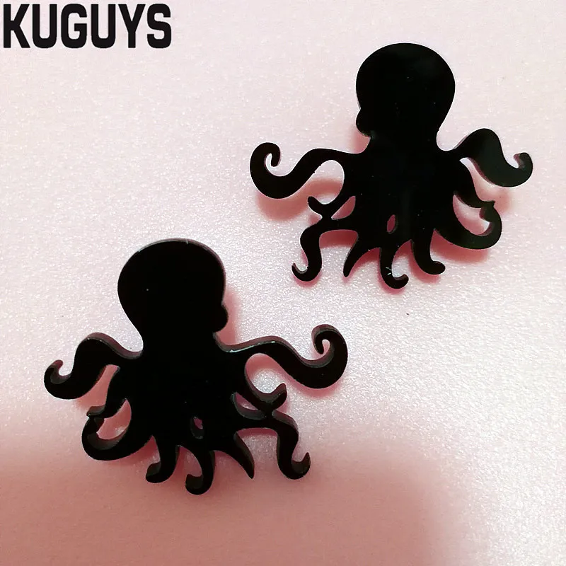 

KUGUYS Rock HipHop Jewelry Acrylic Hyperbole Stud Earring Fashion Oorbellen Black Octopus Earrings for Women Pendientes Brincos