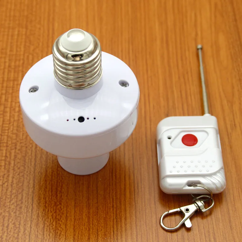 

Wholesale Durable E27 Screw Wireless Remote Control Light Lamp Bulb Holder Cap Socket Switch New On Off Hot Sale ( With battery)
