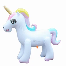 1.25*1.35 M Inflatable Unicorn Giant Water Sprinkler Pool Float Swim Ring Pegasus Floating Swim Float Toys Child&Adult Water Toy 70 inch 1 9m giant swan pvc inflatable pink flamingo ride on pool floating toy swim mat for adult child float chair pf025