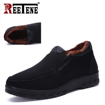 

REETENE Fashion Winter Boots Men Warm Fur Dad Shoes Comfortable Flats Winter Shoes Men High Quality Male Boots For Men Size38-48