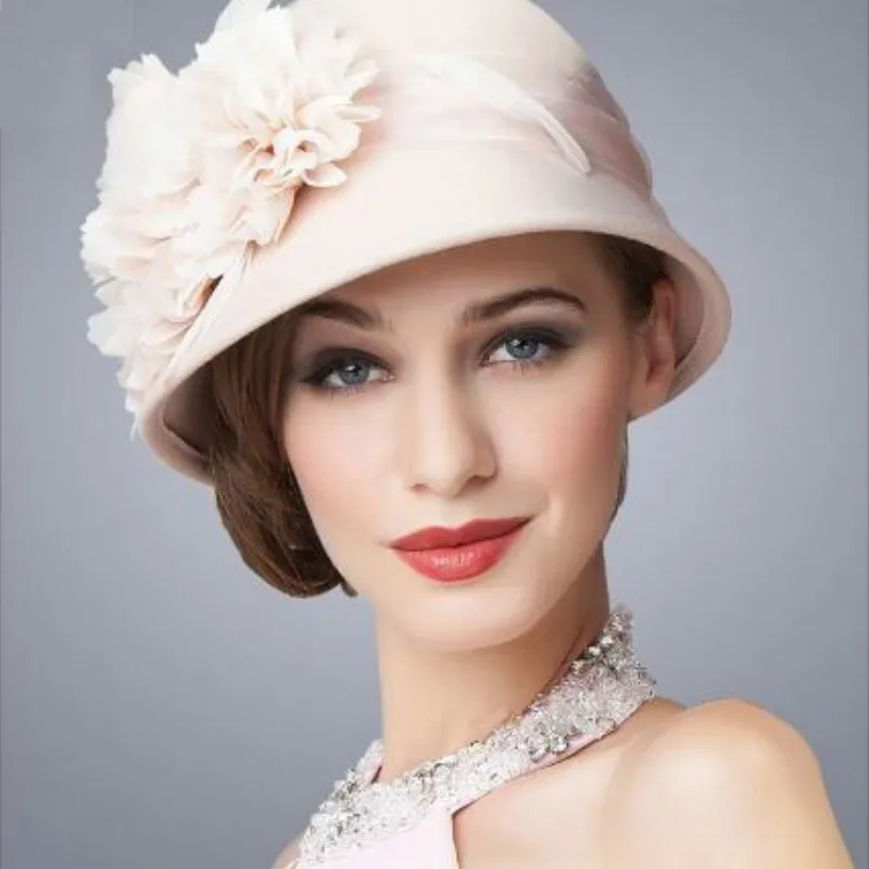 Женская осенне-зимняя шапка, Женская шерстяная шляпа, Британская мода, Южная Корея, стильная шапка с цветком, зимняя шапка, B-1158