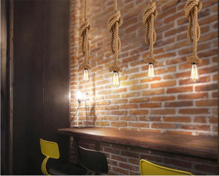 Vintage Rope Pendant Lights DIY Loft lamp Industrial Retro Edison Bulb American Style For Room decoration UL CE line 110v 220v