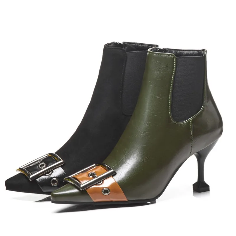 

big size 35-43 women boots Autumn winter female heel high belt buckle Velvet Martin Boots fashion women shoes leather boots