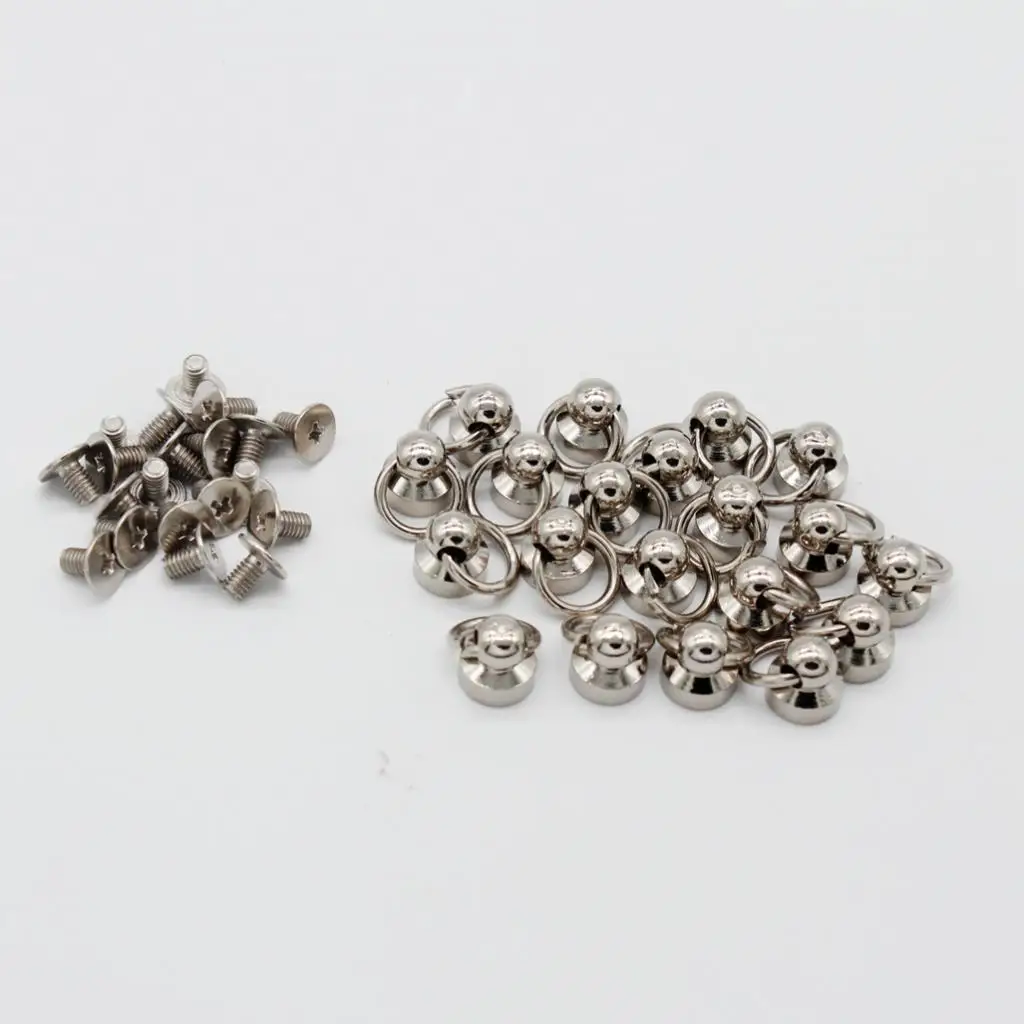 20pcs Brass Rivet Studs Screw Back Round Head O Ring Leather Craft Punk SpotS