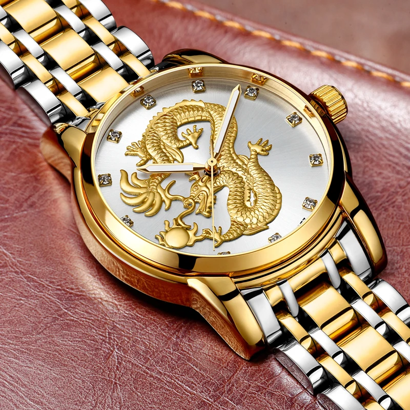 relogio masculino GUANQIN Mens Watches Top Brand Luxury Luminous Clock Gold Dragon Sculpture Stainless Steel Quartz Wrist Watch relogio masculino GUANQIN Mens Watches Top Brand Luxury Luminous Clock Gold Dragon Sculpture Stainless Steel Quartz Wrist Watch