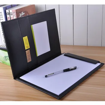 

Free shipping wholesale PU leather A4 Clipboard Writing Pad School Office Supply Gift Stationery folders Folder for Papers 1097