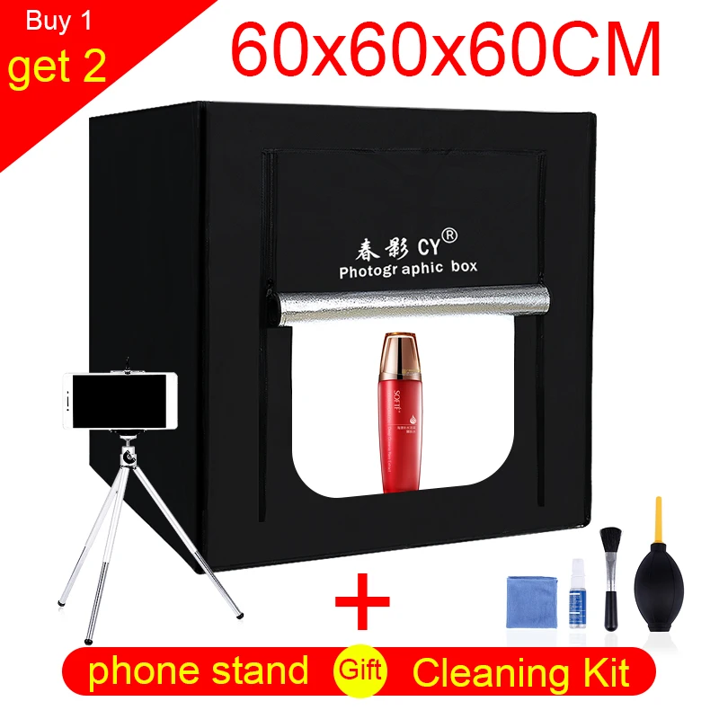  CY 60*60cm LED Photo Studio light tent Tabletop Shooting SoftBox lightbox+Portable Bag+Dimmer switc